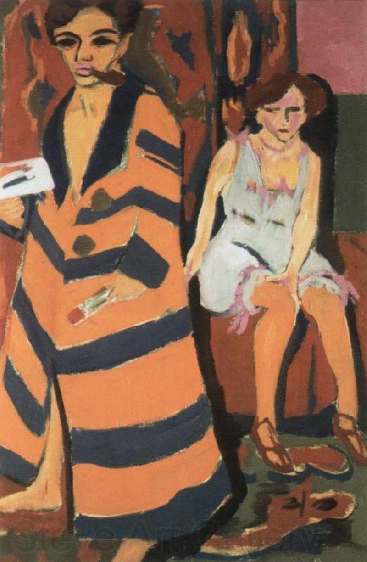 Ernst Ludwig Kirchner self portrait with a model Norge oil painting art
